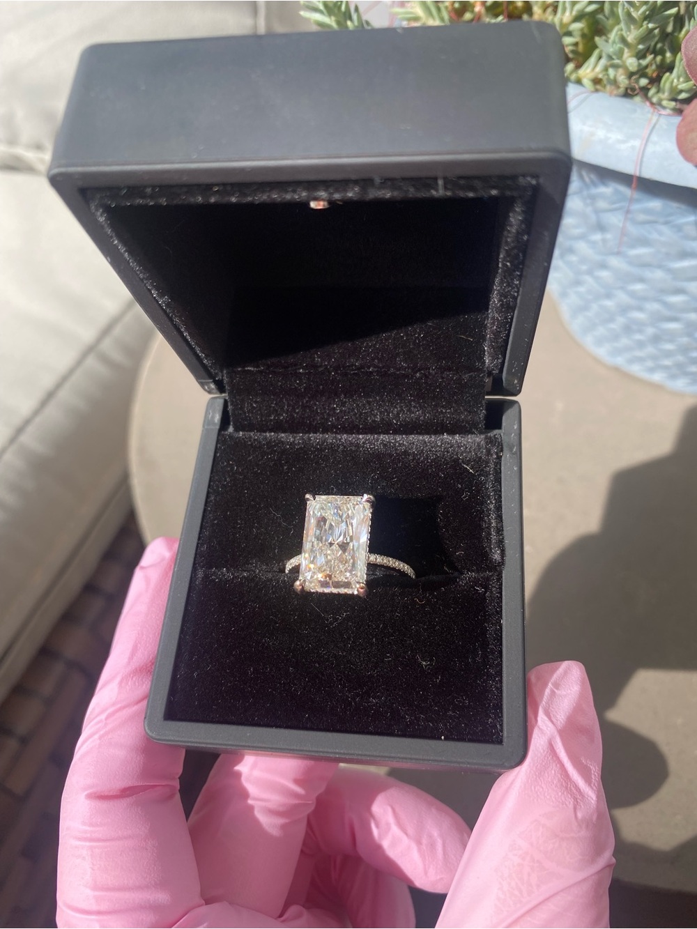 8.13ct Radiant Lab Diamond Engagement Ring 18k White Gold IGI certified